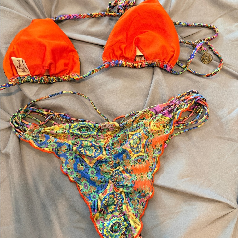 Luli Fama Colorful Strappy Crystal Bikini Set - Picture 6 of 9